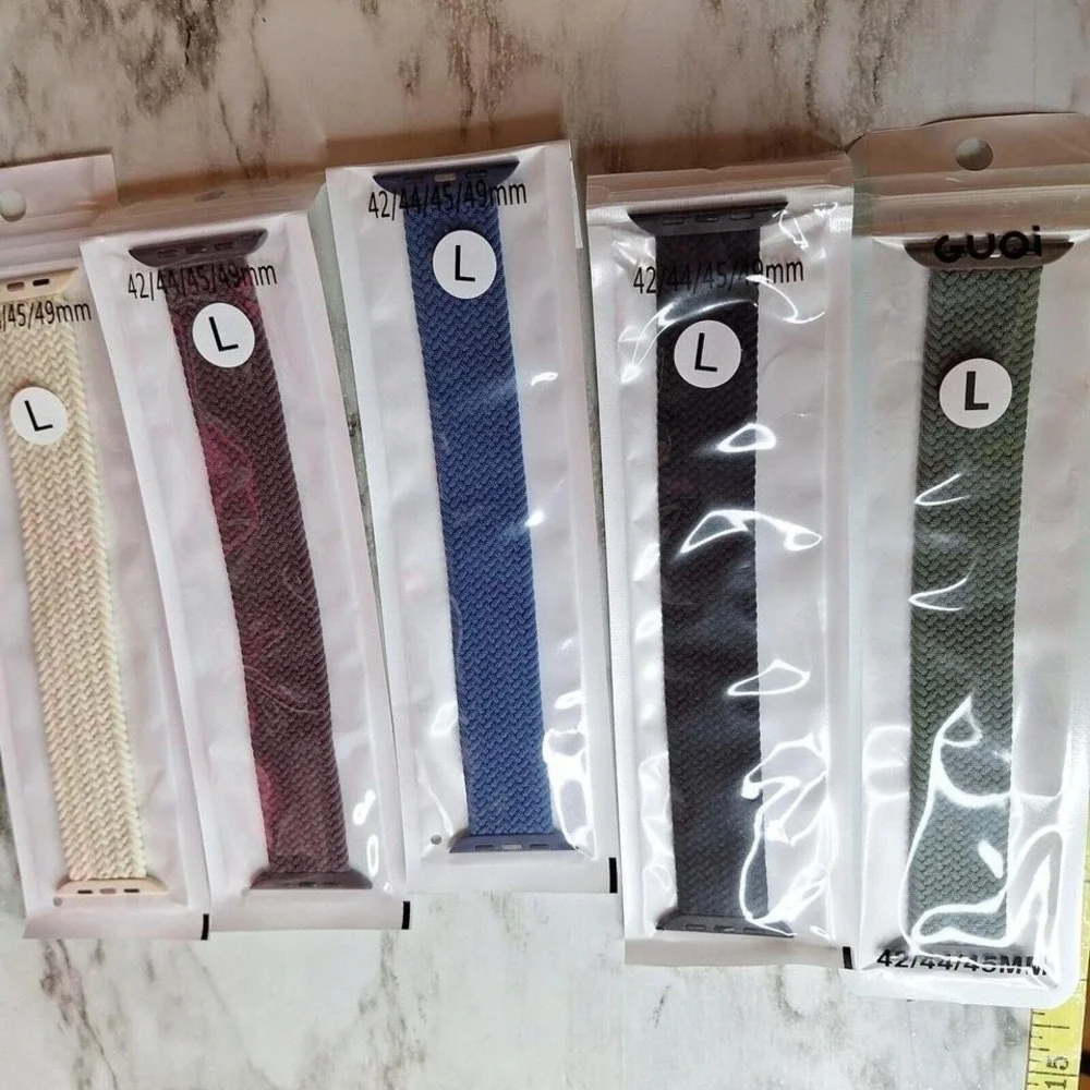 Lot of 8 Unisex Braided Stretch Watch Bands 42-44mm‎ (L) New in package